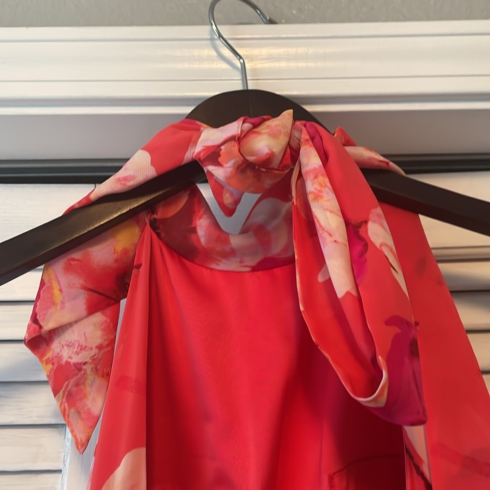 Eliza J Coral and Pink Floral Halter Maxi Dress - Picture 4 of 5